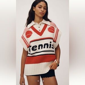 Anthropologie Maeve V-Neck Tennis Sweater Vest